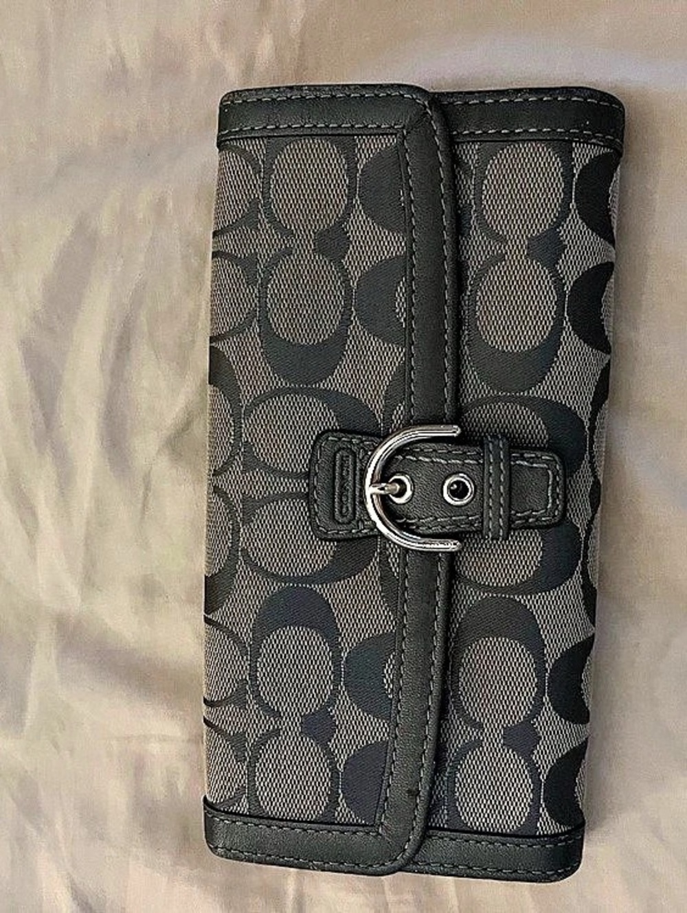 Coach Soho Signature Buckle Flap Wallet Black & Gray